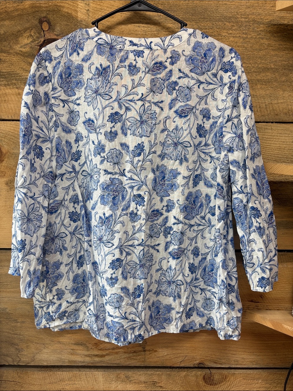 J. Jill Pleated 3/4 Sleeve V Neck Blouse - Picture 7 of 7